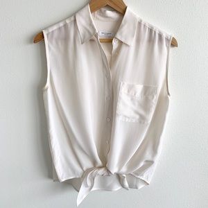 Equipment Silk Sleeveless Tie Front Shirt